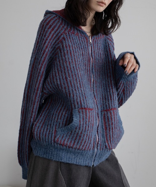 VACANCY(ヴァカンシー)の「配色リブフーディZIPパーカー/リバーシブル/新色追加(パーカー・レディース・マスタード/ブルー/ブラック/ネイビー・FREE)」の18枚目の写真