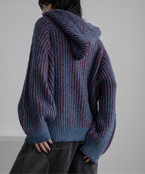 VACANCY（ヴァカンシー）の「配色リブフーディZIPパーカー