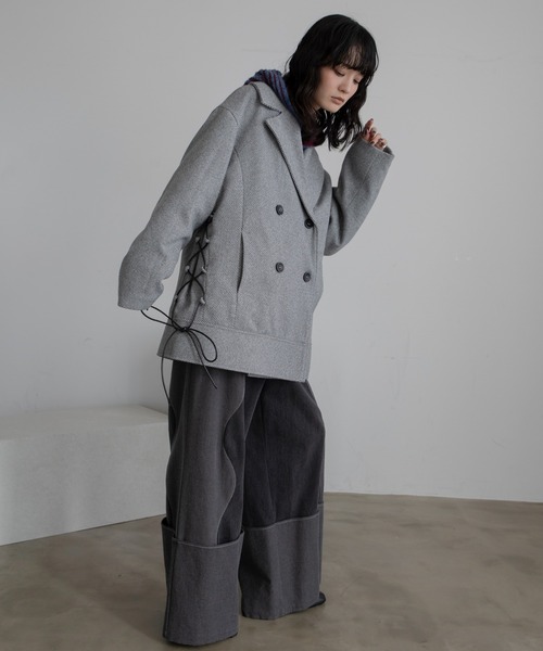 VACANCY(ヴァカンシー)の「配色リブフーディZIPパーカー/リバーシブル/新色追加(パーカー・レディース・マスタード/ブルー/ブラック/ネイビー・FREE)」の13枚目の写真