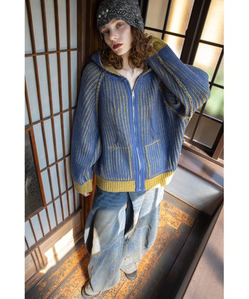 配色リブフーディZIPパーカー/リバーシブル/新色追加（パーカー