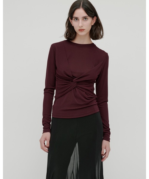 kiehtova(キエトヴァ)の「【kiehtova】SLUB TWIST TOPS/スラブ ツイスト トップス(Tシャツ/カットソー・レディース・ワイン系/ブラック/グリーン・FREE)」の5枚目の写真