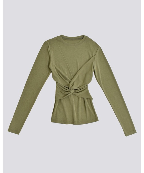 kiehtova(キエトヴァ)の「【kiehtova】SLUB TWIST TOPS/スラブ ツイスト トップス(Tシャツ/カットソー・レディース・ワイン系/ブラック/グリーン・FREE)」の16枚目の写真