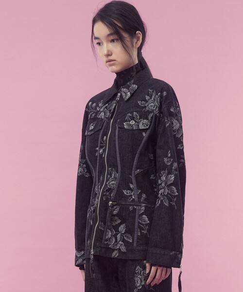 FETICO（フェティコ）の「【FETICO/フェティコ】《STUDIOUS別注》別注 ROSE DENIM JACKET/ローズデニムジャケット（デニムジャケット・レディース・インディゴブルー/ブラック・36/38）」の7枚目の写真