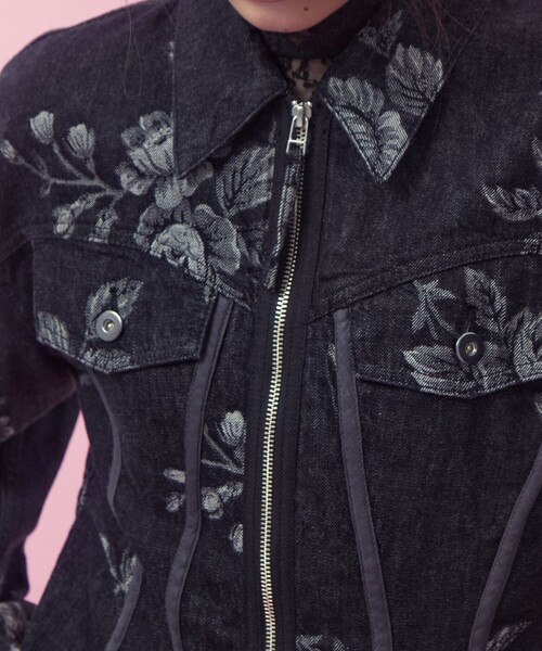 FETICO（フェティコ）の「【FETICO/フェティコ】《STUDIOUS別注》別注 ROSE DENIM JACKET/ローズデニムジャケット（デニムジャケット・レディース・インディゴブルー/ブラック・36/38）」の11枚目の写真