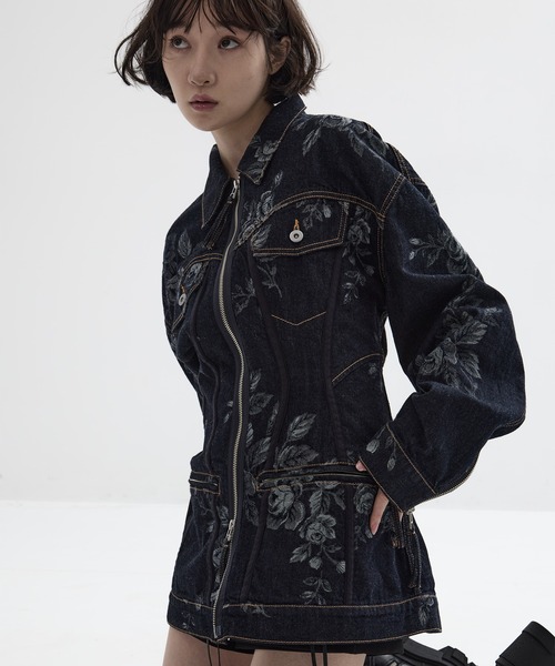 FETICO(フェティコ)の「【FETICO/フェティコ】《STUDIOUS別注》別注 ROSE DENIM JACKET/ローズデニムジャケット(デニムジャケット・レディース・インディゴブルー/ブラック・36/38)」の8枚目の写真