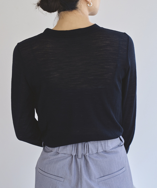 EMILY WEEK（エミリーウィーク）の「《追加》スーパーウール クルーネックシアープルオーバー（Tシャツ/カットソー・レディース・ブルー/ブラック/ホワイト・FREE）」の5枚目の写真