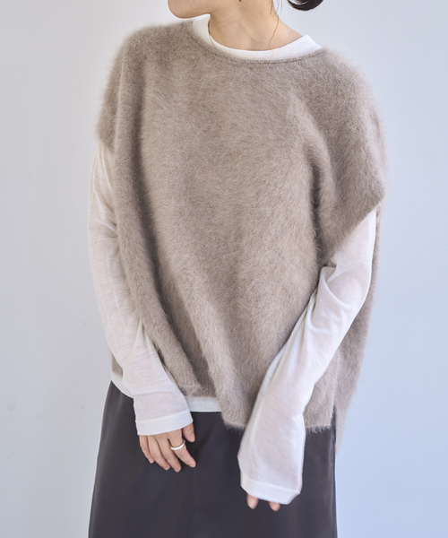 EMILY WEEK（エミリーウィーク）の「《追加》スーパーウール クルーネックシアープルオーバー（Tシャツ/カットソー・レディース・ブルー/ブラック/ホワイト・FREE）」の8枚目の写真