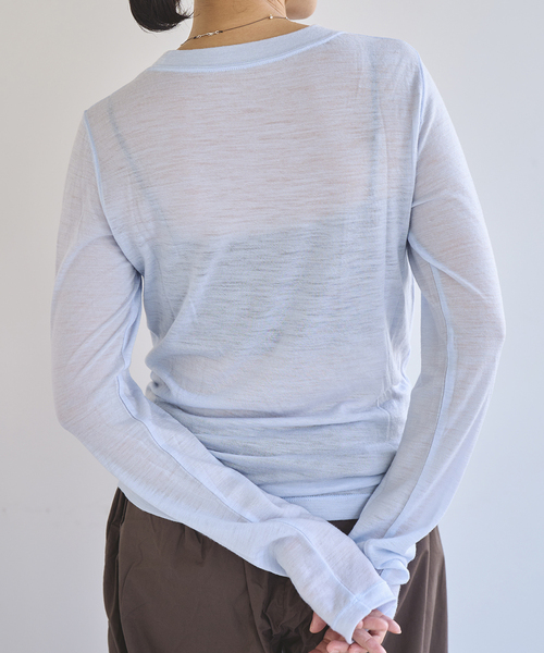 EMILY WEEK（エミリーウィーク）の「《追加》スーパーウール クルーネックシアープルオーバー（Tシャツ/カットソー・レディース・ブルー/ブラック/ホワイト・FREE）」の15枚目の写真