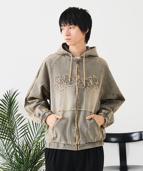 __gram.（スペースグラム）の「【__gram./スペースグラム】【オーバーダイ加工で今っぽさをプラス】ダメージデニムZIPフーディー ヴィンテージ風 ワイドシルエット ユニセックス（デニムジャケット・メンズ・グレー/ブラック・LARGE/MEDIUM）」の21枚目の写真