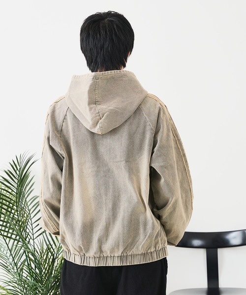__gram.（スペースグラム）の「【__gram./スペースグラム】【オーバーダイ加工で今っぽさをプラス】ダメージデニムZIPフーディー ヴィンテージ風 ワイドシルエット ユニセックス（デニムジャケット・メンズ・グレー/ブラック・LARGE/MEDIUM）」の16枚目の写真