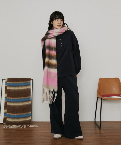 【新品】PRIORITY 大人気のプリーツパンツ　秋冬限定のベロア地　モカ色 フリースワイドパンツ/セットアップ対応（その他パンツ）｜MERLOT