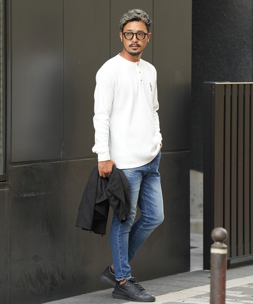 adamsJUGGLER（アダムスジャグラー）の「RTEG ヘンリーネック S/B ロンティー（Tシャツ/カットソー・メンズ・ホワイト/ブラック・S/M/L/XL/XXL）」の7枚目の写真