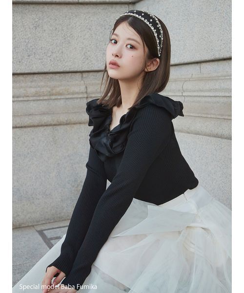 SNIDEL（スナイデル）の「チュールパニエスカート（スカート・レディース・アイボリー/ブラック・0/1）」の5枚目の写真