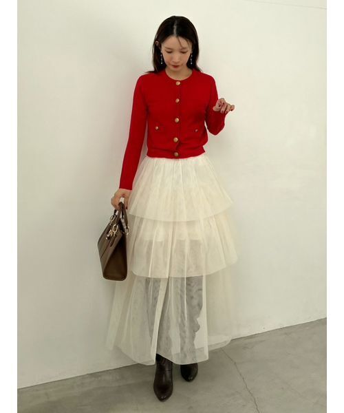 SNIDEL（スナイデル）の「チュールパニエスカート（スカート・レディース・アイボリー/ブラック・0/1）」の6枚目の写真