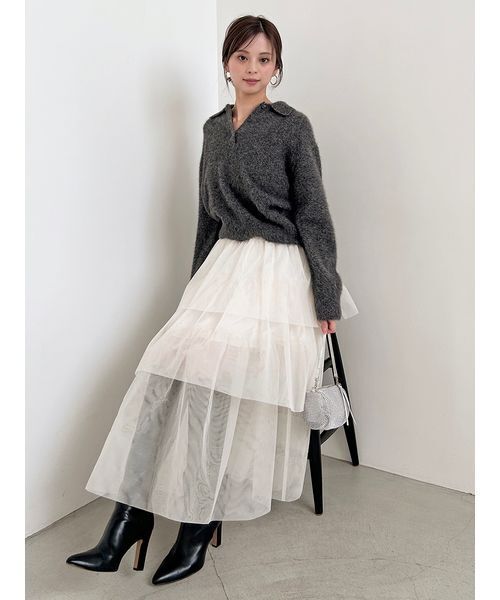 SNIDEL（スナイデル）の「チュールパニエスカート（スカート・レディース・アイボリー/ブラック・0/1）」の10枚目の写真