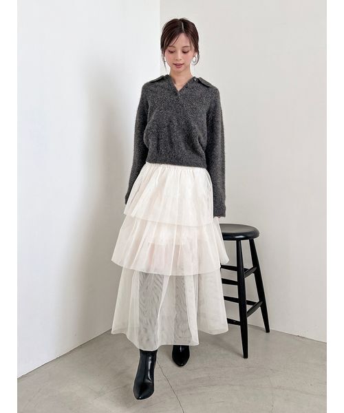 SNIDEL（スナイデル）の「チュールパニエスカート（スカート・レディース・アイボリー/ブラック・0/1）」の11枚目の写真