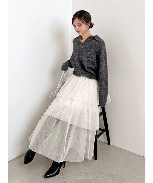 SNIDEL（スナイデル）の「チュールパニエスカート（スカート・レディース・アイボリー/ブラック・0/1）」の12枚目の写真