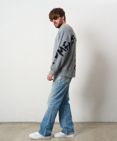 STUD MUFFIN（スタッドマフィン）の「STUD MUFFIN/スタッドマフィン/フェザーヤーン ビックロゴクロスインターシャ シャギープルオーバー（ニット/セーター・メンズ・ブラック/グレー・3/2/4）」の19枚目の写真