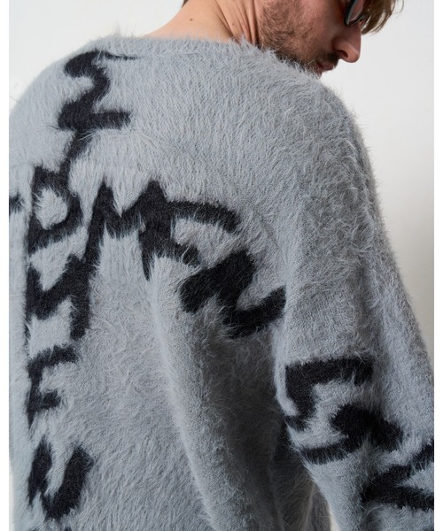 STUD MUFFIN（スタッドマフィン）の「STUD MUFFIN/スタッドマフィン/フェザーヤーン ビックロゴクロスインターシャ シャギープルオーバー（ニット/セーター・メンズ・ブラック/グレー・3/2/4）」の17枚目の写真