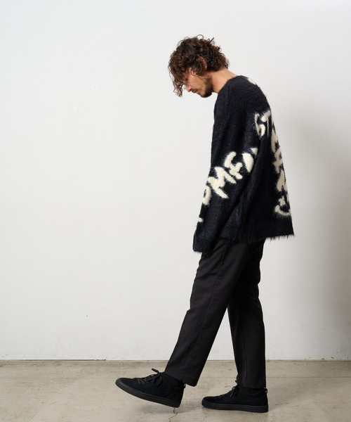 STUD MUFFIN（スタッドマフィン）の「STUD MUFFIN/スタッドマフィン/フェザーヤーン ビックロゴクロスインターシャ シャギープルオーバー（ニット/セーター・メンズ・ブラック/グレー・3/2/4）」の8枚目の写真