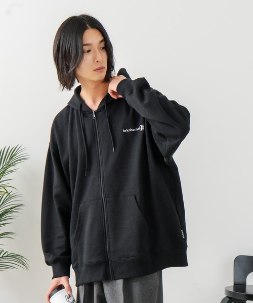 brknhome(ブロークンホーム)の「【BRKNHOME/ブロークンホーム】バックプリント フルジップ スウェットパーカー(パーカー・メンズ・ブラック/杢グレー・MEDIUM/LARGE)」の11枚目の写真