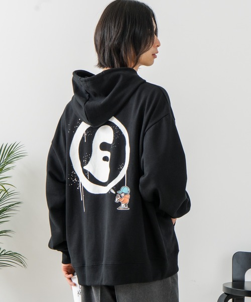 brknhome(ブロークンホーム)の「【BRKNHOME/ブロークンホーム】バックプリント フルジップ スウェットパーカー(パーカー・メンズ・ブラック/杢グレー・MEDIUM/LARGE)」の14枚目の写真