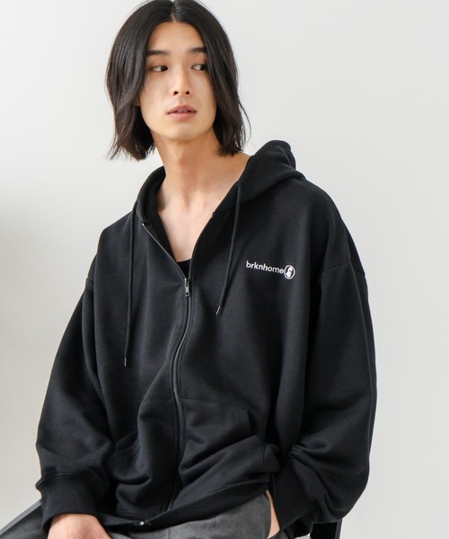 brknhome(ブロークンホーム)の「【BRKNHOME/ブロークンホーム】バックプリント フルジップ スウェットパーカー(パーカー・メンズ・ブラック/杢グレー・MEDIUM/LARGE)」の16枚目の写真