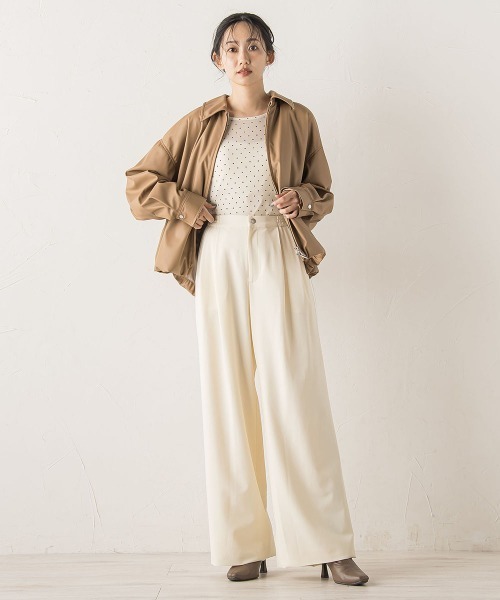 Droite lautreamont（ドロワットロートレアモン）の「レザーライクブルゾン≪洗濯機で洗える≫（ブルゾン・レディース・キャメル・M）」の3枚目の写真