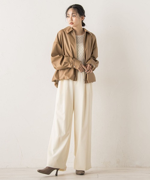 Droite lautreamont（ドロワットロートレアモン）の「レザーライクブルゾン≪洗濯機で洗える≫（ブルゾン・レディース・キャメル・M）」の4枚目の写真