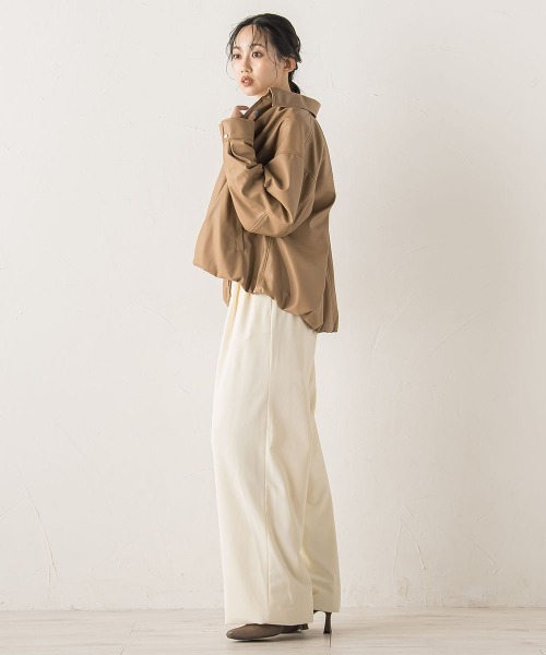 Droite lautreamont（ドロワットロートレアモン）の「レザーライクブルゾン≪洗濯機で洗える≫（ブルゾン・レディース・キャメル・M）」の5枚目の写真