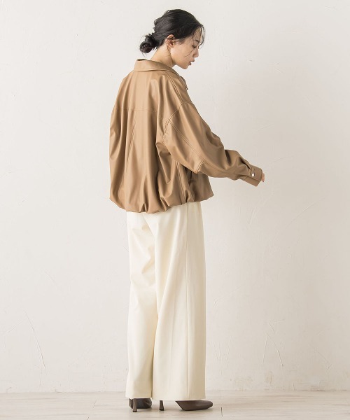 Droite lautreamont（ドロワットロートレアモン）の「レザーライクブルゾン≪洗濯機で洗える≫（ブルゾン・レディース・キャメル・M）」の6枚目の写真