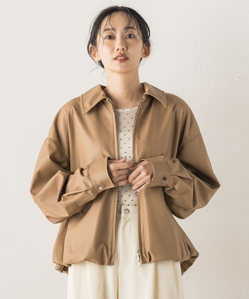 Droite lautreamont（ドロワットロートレアモン）の「レザーライクブルゾン≪洗濯機で洗える≫（ブルゾン・レディース・キャメル・M）」の9枚目の写真