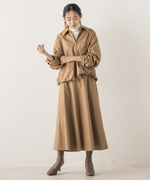 Droite lautreamont（ドロワットロートレアモン）の「レザーライクブルゾン≪洗濯機で洗える≫（ブルゾン・レディース・キャメル・M）」の7枚目の写真