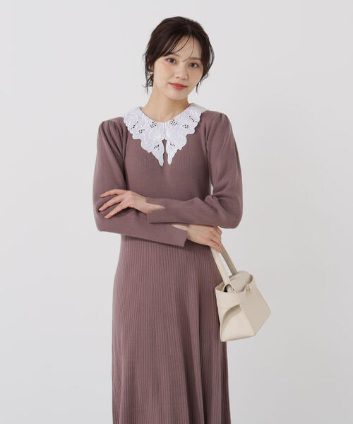 PROPORTION BODY DRESSING（プロポーションボディドレッシング）の「レース襟付きニットワンピース / 1215240118（ワンピース・レディース・ブラック/ダークグレー/ブラウン系その他・MEDIUM/P/S）」の8枚目の写真