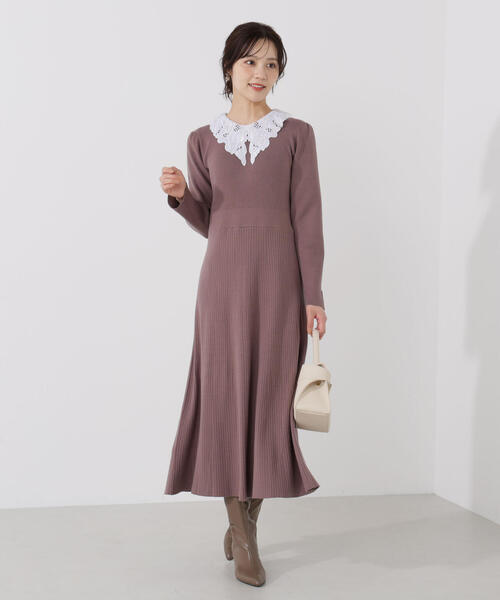 PROPORTION BODY DRESSING（プロポーションボディドレッシング）の「レース襟付きニットワンピース / 1215240118（ワンピース・レディース・ブラック/ダークグレー/ブラウン系その他・MEDIUM/P/S）」の9枚目の写真