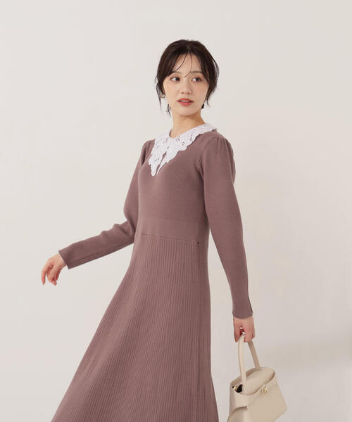 PROPORTION BODY DRESSING（プロポーションボディドレッシング）の「レース襟付きニットワンピース / 1215240118（ワンピース・レディース・ブラック/ダークグレー/ブラウン系その他・MEDIUM/P/S）」の12枚目の写真