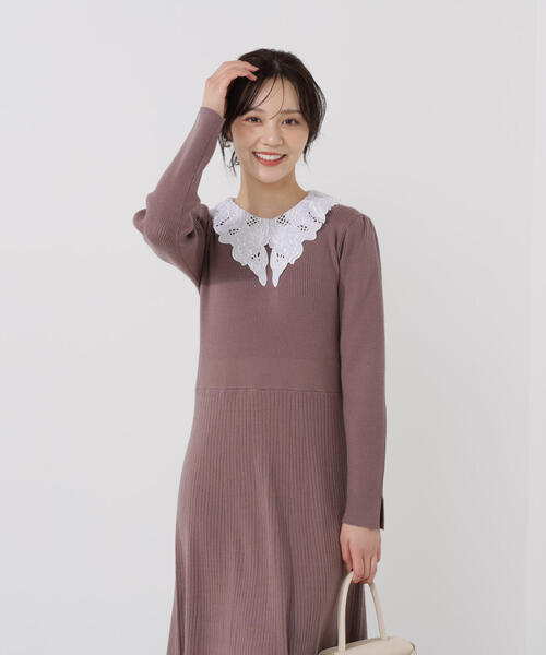 PROPORTION BODY DRESSING（プロポーションボディドレッシング）の「レース襟付きニットワンピース / 1215240118（ワンピース・レディース・ブラック/ダークグレー/ブラウン系その他・MEDIUM/P/S）」の15枚目の写真