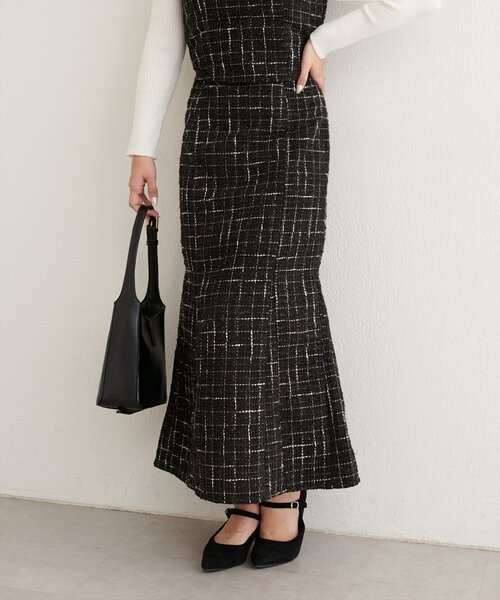 natural couture（ナチュラルクチュール）の「〈airi〉ツイードマーメイドスカート（スカート・レディース・グレー/オフホワイト/ブラック・FREE）」の3枚目の写真