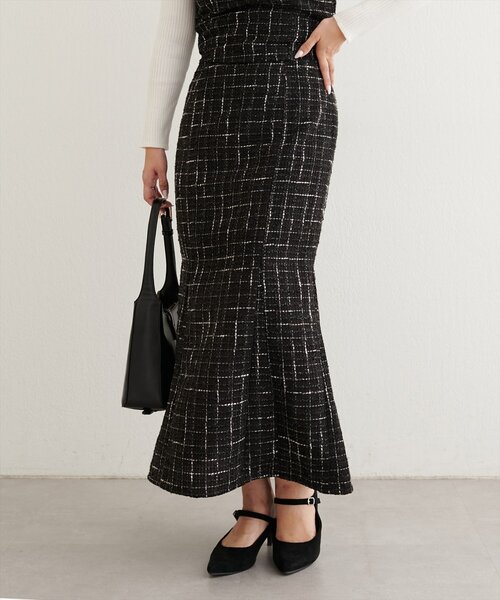 natural couture（ナチュラルクチュール）の「〈airi〉ツイードマーメイドスカート（スカート・レディース・グレー/オフホワイト/ブラック・FREE）」の17枚目の写真