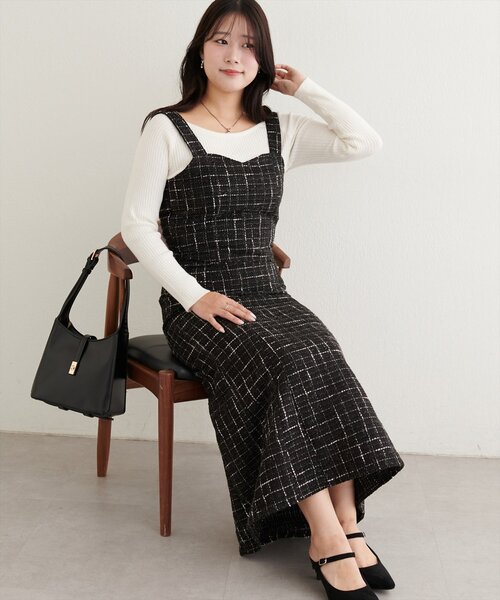 natural couture（ナチュラルクチュール）の「〈airi〉ツイードマーメイドスカート（スカート・レディース・グレー/オフホワイト/ブラック・FREE）」の18枚目の写真