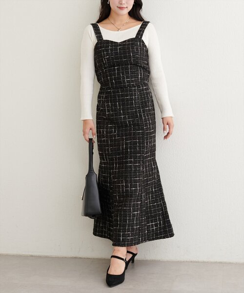 natural couture（ナチュラルクチュール）の「〈airi〉ツイードマーメイドスカート（スカート・レディース・グレー/オフホワイト/ブラック・FREE）」の8枚目の写真