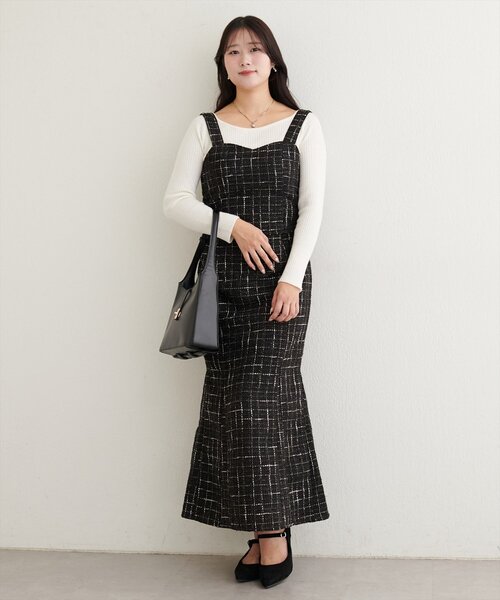 natural couture（ナチュラルクチュール）の「〈airi〉ツイードマーメイドスカート（スカート・レディース・グレー/オフホワイト/ブラック・FREE）」の9枚目の写真