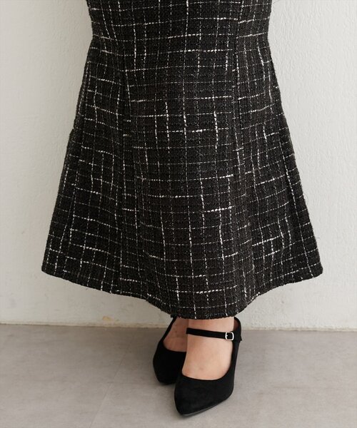 natural couture（ナチュラルクチュール）の「〈airi〉ツイードマーメイドスカート（スカート・レディース・グレー/オフホワイト/ブラック・FREE）」の6枚目の写真