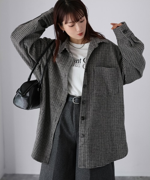 Riberry(リベリー)の「ウールライクチェックシャツジャケット(その他アウター・レディース・ブラウン/ブラック/カーキ・MEDIUM)」の5枚目の写真