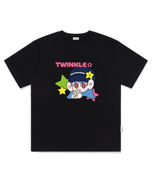 ESCAPEFROM（エスケープフロム）の「Twinkle Star Print Overfit Short Sleeve T-shirt Black（Tシャツ/カットソー）」