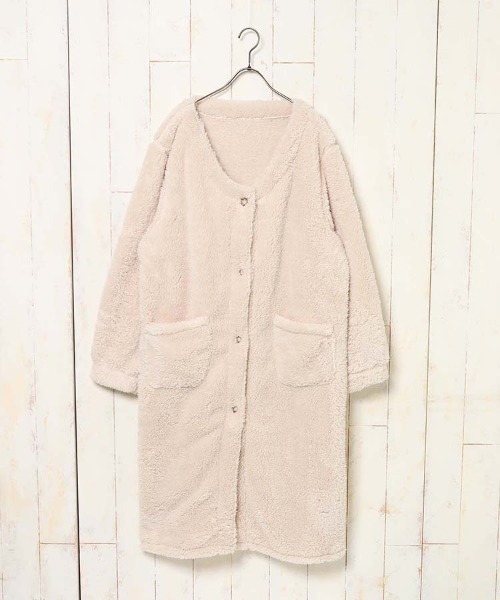 Bleu Bleuet（ブルーブルーエ）の「ペコラノーカラールームガウン（ガウン/バスローブ・レディース・ベージュ/ピンク・FREE）」の9枚目の写真