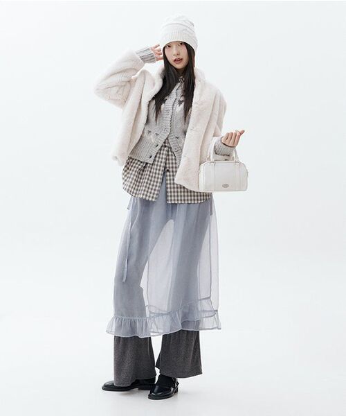 NICK&NICOLE(ニックアンドニコール)の「HIGH NECK SOFT FUR JACKET_IVORY(ムートンコート・レディース・その他・FREE)」の6枚目の写真