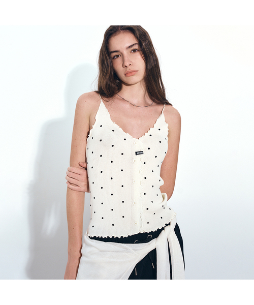 NICK&NICOLE(ニックアンドニコール)の「DOT LABEL SLEEVELESS TOP_LIGHT BEIGE(Tシャツ/カットソー・レディース・ライトベージュ・FREE)」の1枚目の写真