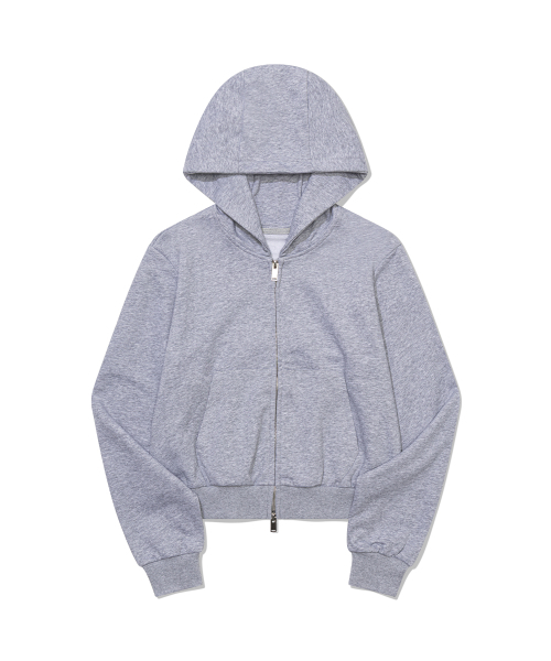 Cropped Zip Hoodie — серый