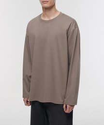 シルケットリラックスクルーネック長袖Tシャツ[ダスティベージュ]